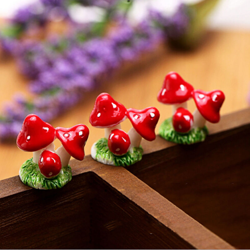 

Micro Landscape Bonsai Plant Gardening Garden Accessory Decor Stakes Craft 4 Colors Resin Crafts Mini Miniature Mushroom