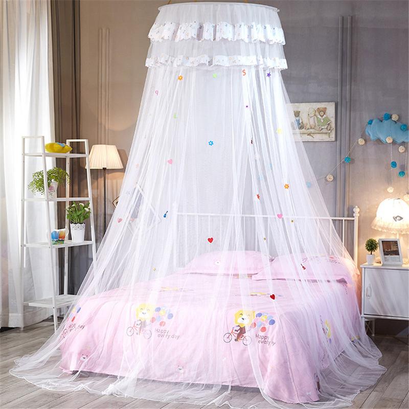 

Mosquito Net Dome Ceiling Suspended Bed Canopy Princess Repellent Tent Queen Single Door Floor-Length Curtain