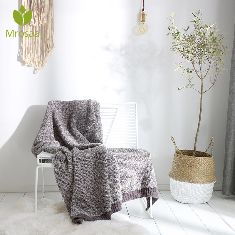 

Mrosaa  Soft Warm Polyester Knitted Blanket Winter Sheet Bedspread Sofa Throw Light Mechanical Wash Blankets