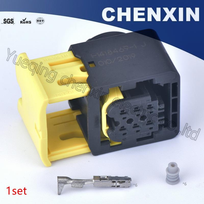 

Black 6 pin front light connector waterproof female Sensor Controllerauto wire harness cable connector 1-1418469-1 car