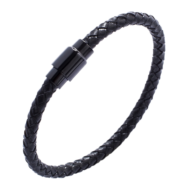 

Fashion Black Leather Bracelet Men Friendship Bracelets & Bangles Black Magnetic Clasp Women Jewelry birthday Gift BB743, Golden;silver