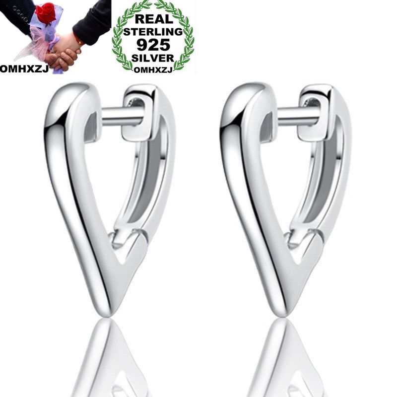 

OMHXZJ Wholesale European Fashion Woman Girl Party Wedding Gift Triangle S925 Sterling Silver Hoop Earrings EA449