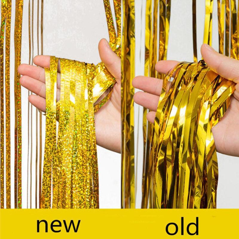 

1/2M Shimmering Tassel Curtain Metallic Foil Fringe Shimmer Backdrop Wedding Birthday Party Wall Decoration Photo Booth Backdrop