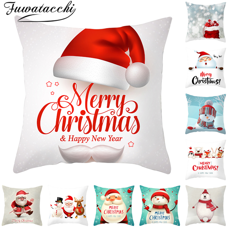 

Fuwatacchi Christmas Gift Cushion Covers Cute Cartoon Santa Claus Pillow Cover for Sofa Home Decoration Throw Pillowcases 45x45, Pc12149