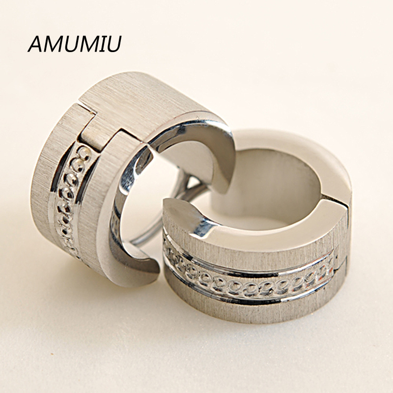 

Stud AMUMIU Fashion Jewelry! Men Earrings 316L Stainless Steel Small Circle Punk Biker Accessory Wholesale KE009