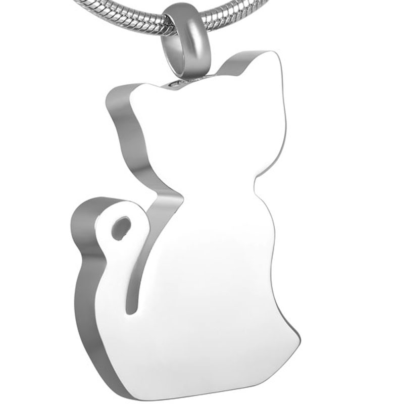 

IJD8181 Stainless Steel Cremation Cat Memorial Charms Necklaces for Ashes Urn Keepsake Pendant Jewelry