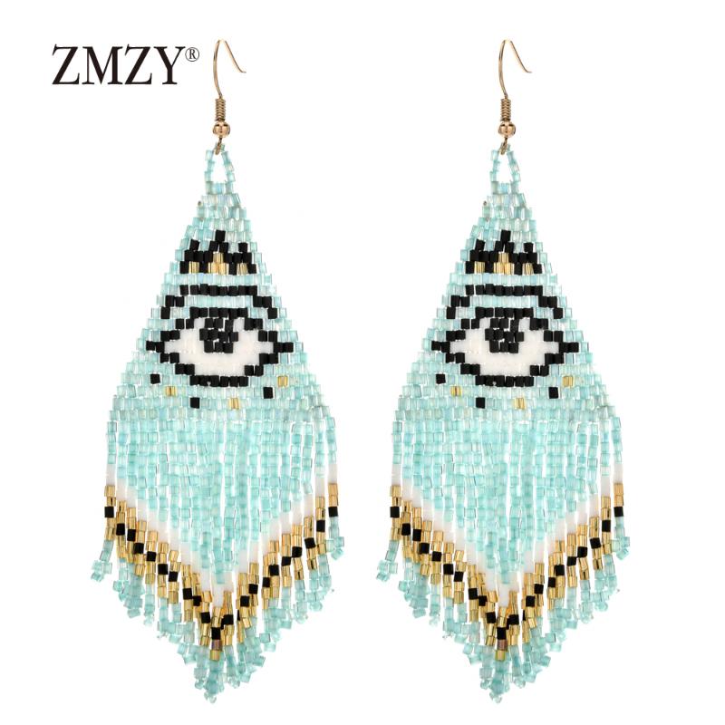 

Dangle & Chandelier ZMZY Big Long Bohemian Evil Eye Earrings MIYUKI For Women Handmade Weave Delicas Seed Beads Drop Earring Jewelry Gift