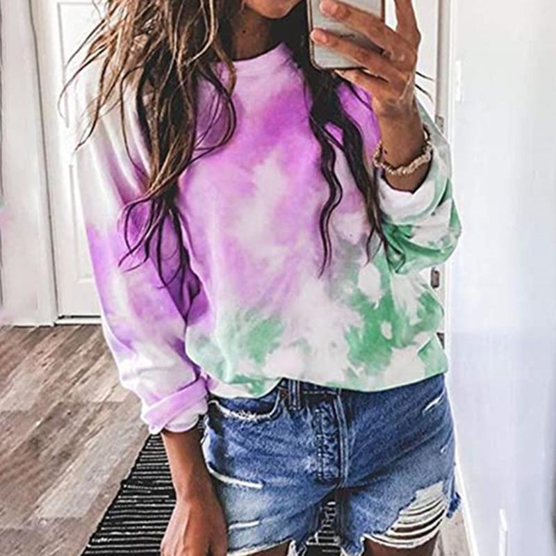

Fashion Women Tie Dyeing Hoodies Print Sweatshirt Long Sleeve Comfortable Soft Hoodies Casual Pullover Blouses