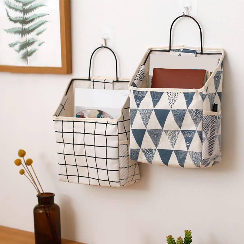 

Organizer Wall-mounted Storage Bag Book Magazine Mobile Phone Holder Storage Bag With Hook Pocket Bags Closet Organizer