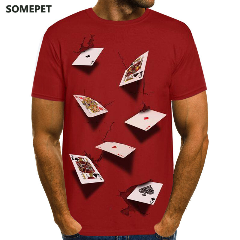 

Men's T-Shirts Somepet Poker T Shirt Playing Cards Clothes Shirts Las Vegas Tshirt Clothing Tops Men Funny 3d T-shirt, Black