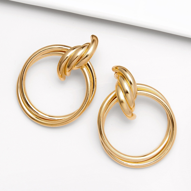 

ZOSHI Trendy Fashion Metal Hoop Earrings for Woman Vintage Gold Color Korean Statement Earrings Summer Jewelry Brincos
