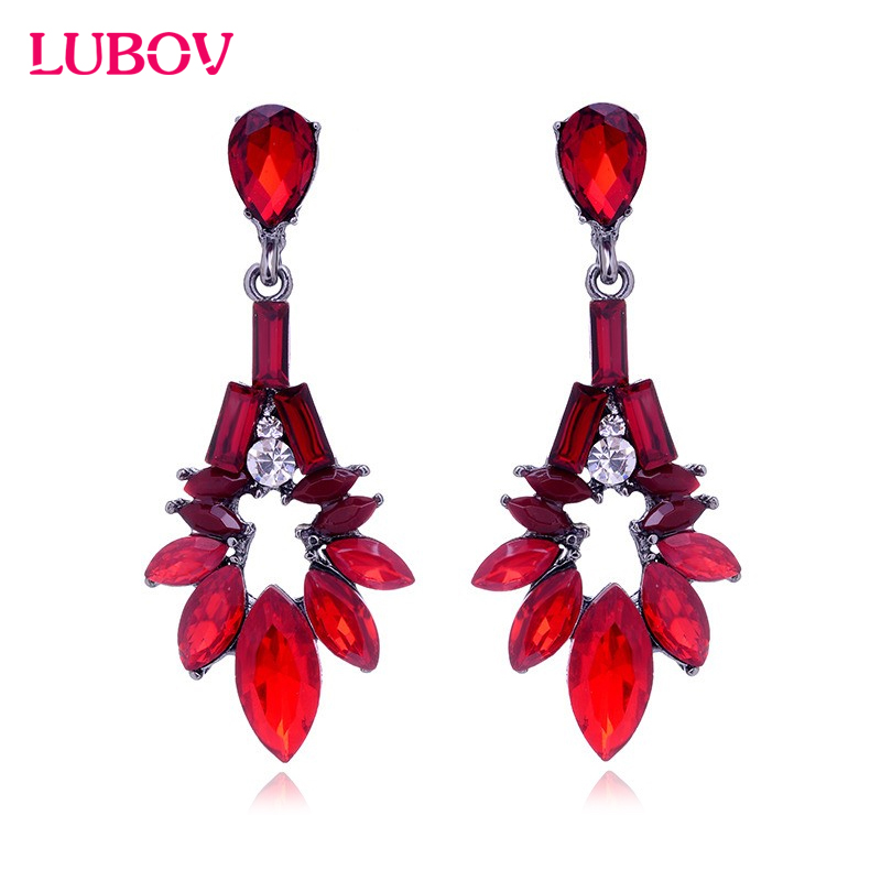 

2020 Colorful Opal Stone Drop Earrings Crystal Flower Shape Pendant Dangle Earrings Fashion Women Jewelry 6 Colors Dropshipping