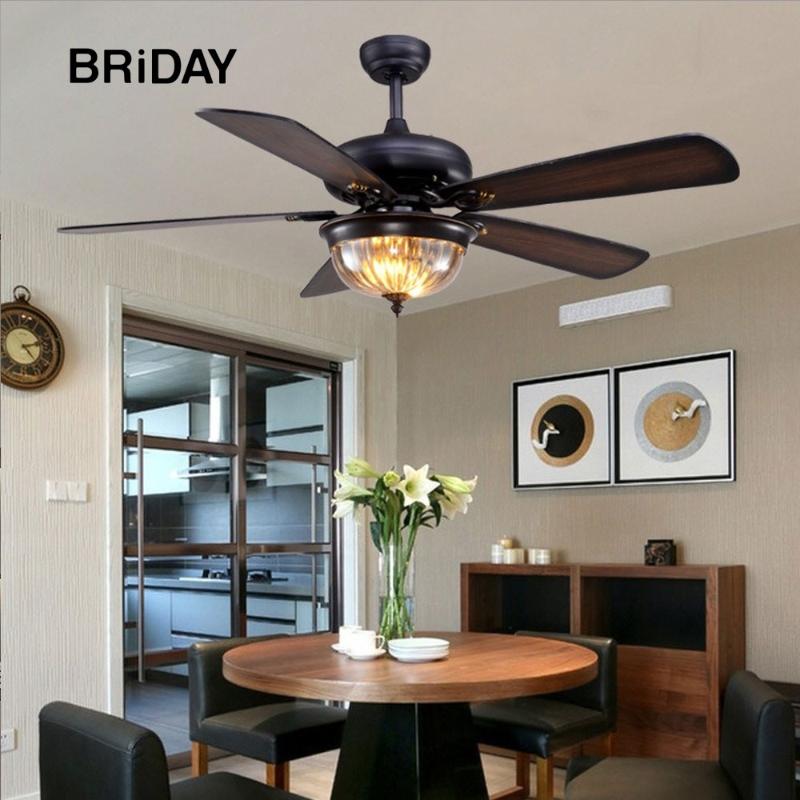 

52 inch Retro Ceiling Fan Light with Remote Control Living Room American Industrial Antique Wood Leaf Fans ventilator lamp