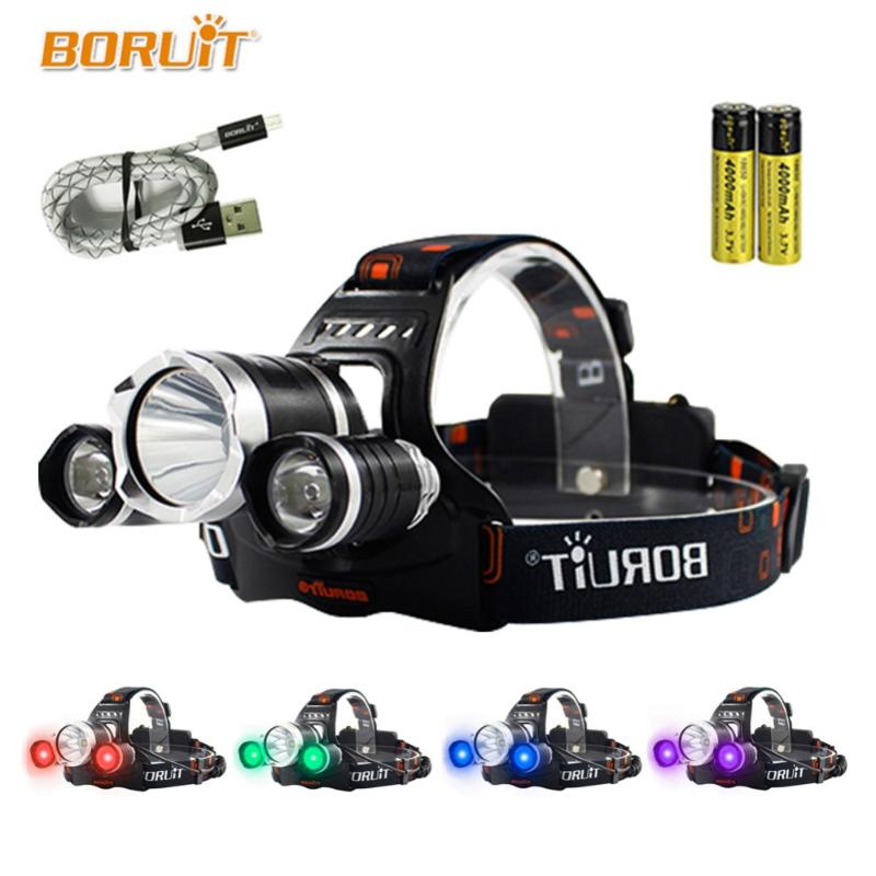 

BORUIT UV 5000Lm T6 LED Headlamp 3 Modes High Power Headlight Purple Light For Camping Fishing 18650 Battery Head Torch 4 Color