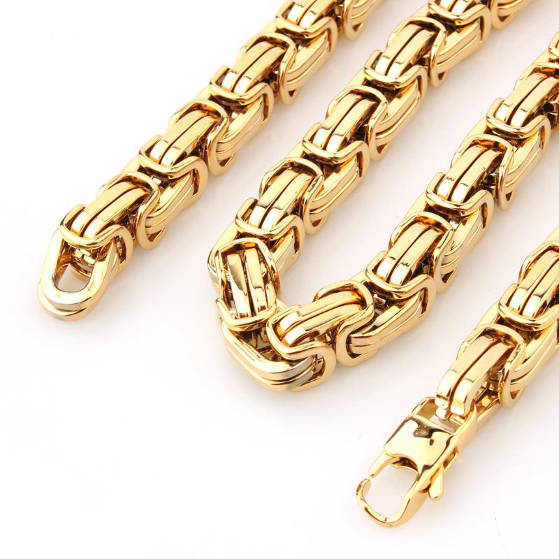 

Granny Chic New Design Men's Jewelry Gold Color 15mm 8"-40" Stainless Steel Huge Heavy Byzantine Chain Necklace Or Bracelet