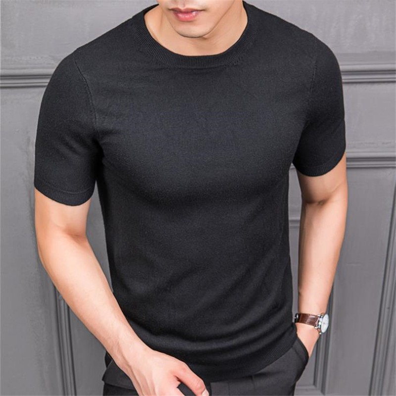 

Men Sweaters Oversize Pullover Men Sweater Mens Sweater Knitwear Pulover Hombre Oversize Short Sleeve Sweatcoat, Black