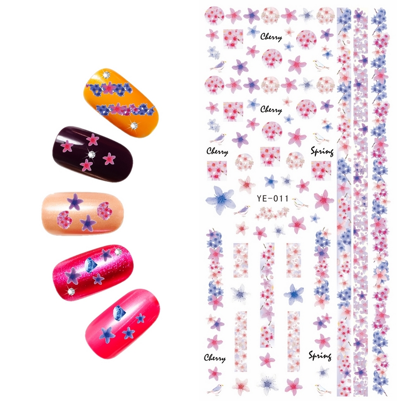 

WATER TRANSFER DECAL NAIL STICKER FLOWER VINE GRASS PEONY STRAMONIUM CHERRY BLOSSOM YE010-012, Black