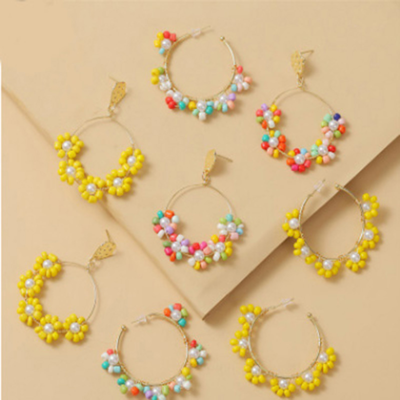 

earrings 2020 Shiny Bohemian Handmade Flower earrings Rice Bead Women Creative Personality Geometric Woven Beaded Earri