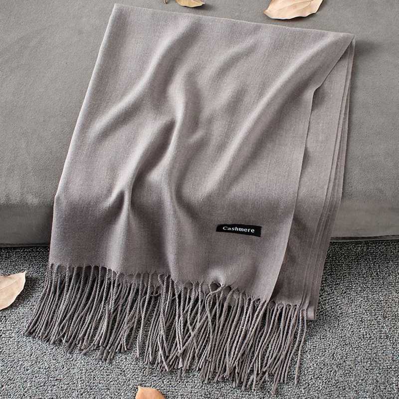 

Soft Cashmere Scarves Women 2020 Autumn New Solid Color Wraps Thin Long Scarf with Tassel Casual Lady Winter Female Shawl