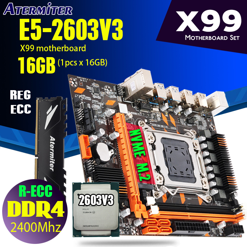 

X99 DDR4 1 x DDR4 RECC DIMM motherboard combos Xeon E5 2603 V3 LGA2011-3 CPU 1 * 16GB = 16GB PC4 RAM 2400MHz PC4 REG ECC memory