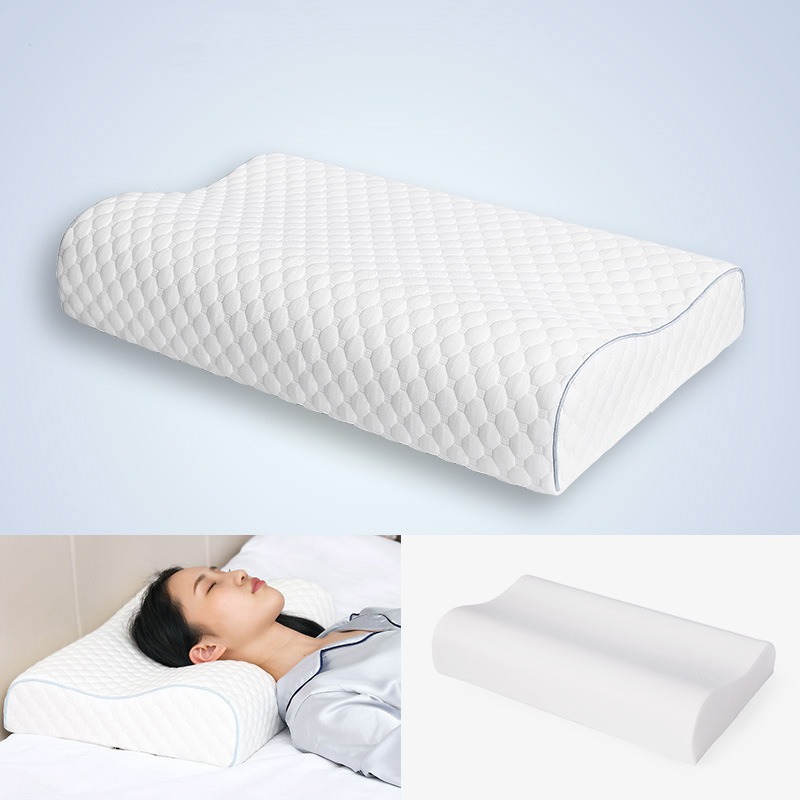 

Pillow YEZI Memory Foam Bed Orthopedic For Neck Pain Sleeping With Embroidered Pillowcase 50*30cm