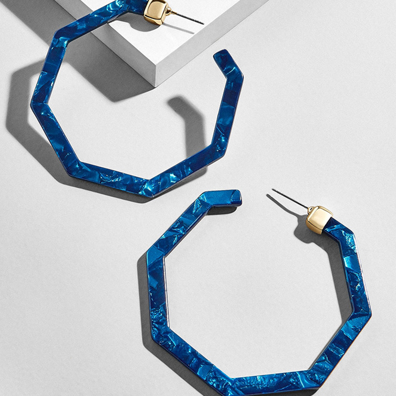 

Hoop & Huggie Vintage Colorful Acetate Resin Polygonal Earring Women Acrylic Tortoiseshell Geometric Pendientes Wedding Charm Jewelry
