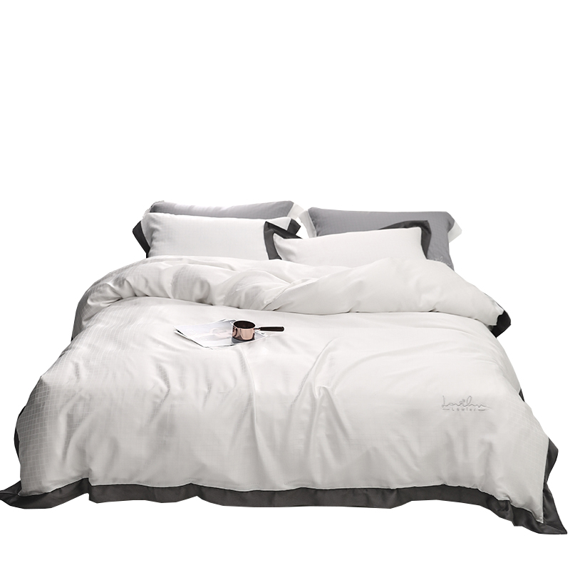 

Luxury 80S Pink Gray White Tencel Silk Soft Bedding Set Luxury Bed sheet Queen king size Flat sheet Bed Set Duvet Cover Lysell
