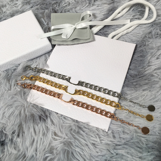 

Hot Selling Fashion Trend Bracelet Three Style Fashion Bracelet Couple Punk Style Titanium Steel Letter Chain Bracelet
