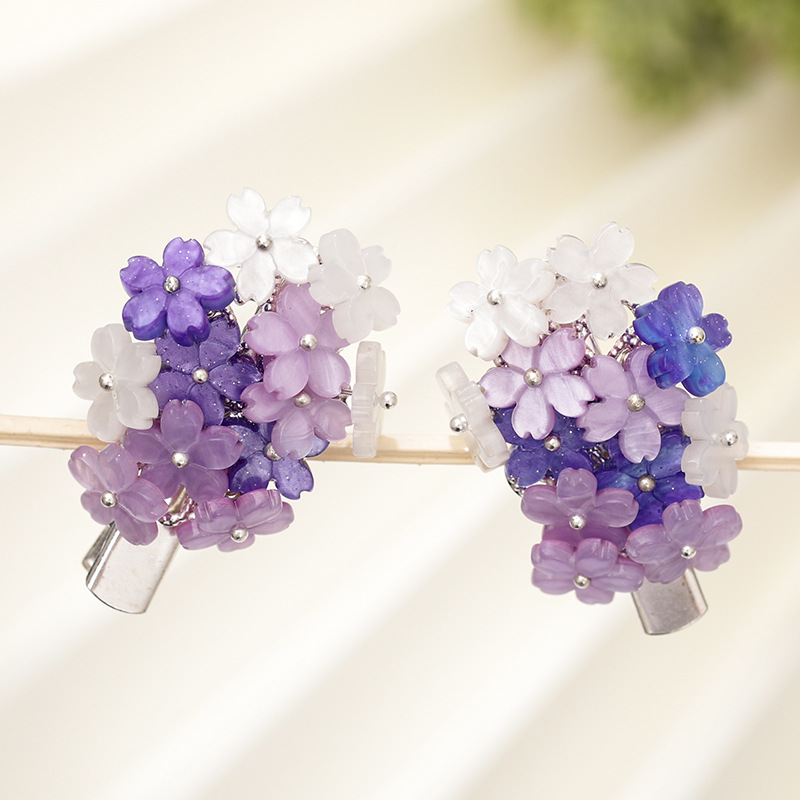 

FORSEVEN Purple Lovely Flower Hair Clips Vintage Hairpins Small Hair Grips for Women Chinese Style Jewelry Accessories JL