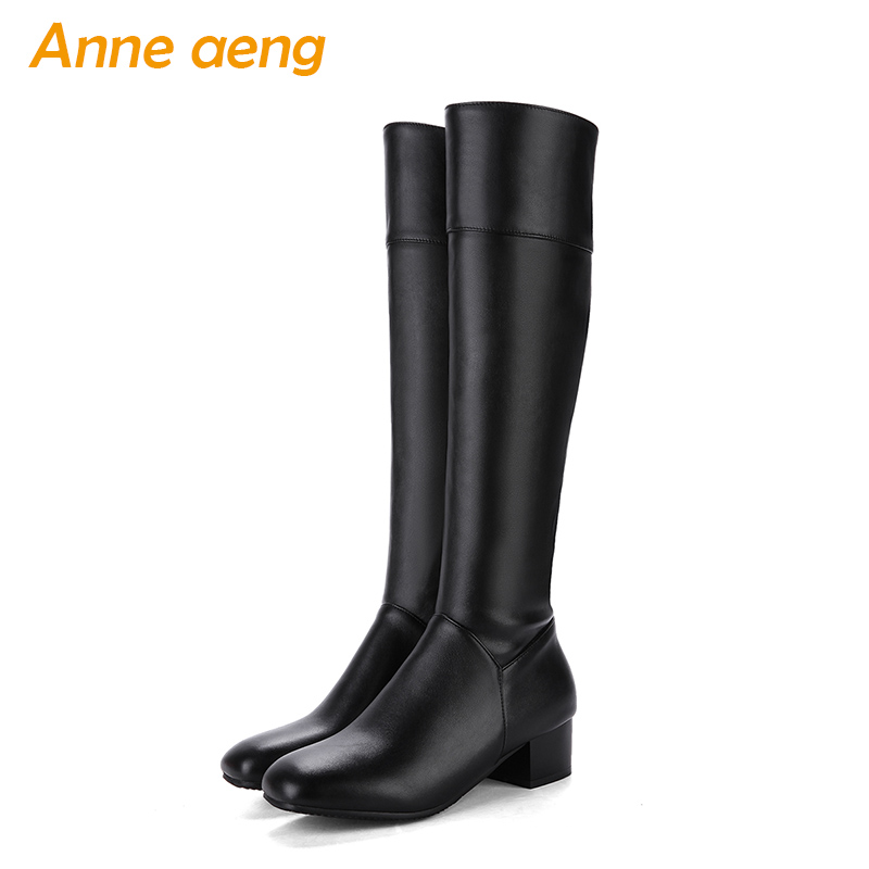 

2020 new winter women knee-high boots warm plush lining middle heels ladies sexy riding boots black women shoes big size 33-43, Blue