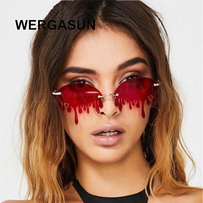 

WERGASUN Vintage Sunglasses Women Designer Sun Glasses Retro Small Red ladies Sunglass Black Eyewear oculos