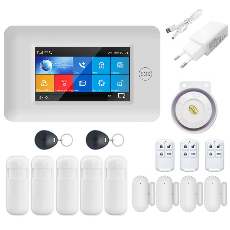 

1Set Wireless Home Security WIFI GSM GPRS Alarm System APP Remote Control Arm Disarm Kit with Colorful Screen