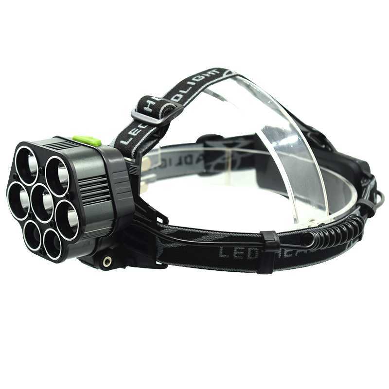 

40000LM 7 LEDs Headlamp USB Rechargeable Head Lamp 5*XML T6 Led Frontal Blue Light Head Torch with 18650 battery
