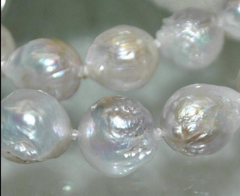 

11-13mm Natural South Classic Baroque White Pearl Necklace 36Inch 50