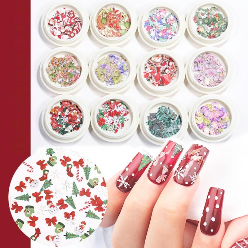 

2 Boxes of Christmas Series Nail Art Sequin Ornament DIY Manicure Decoration