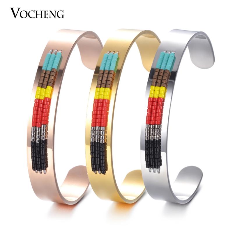 

10pcs/lot Stainless Steel Bangle Seed Bead Bracelet for Women Handmade Jewelry 3 Colors M-010*10