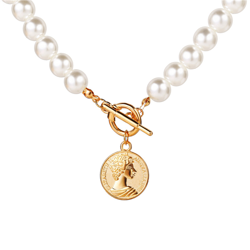 

2020 Fashion Imitation Pearls Choker Necklaces For Women Gold Coin Bow Knot Pendant Necklace Long Chain Jewelry Party Gifts