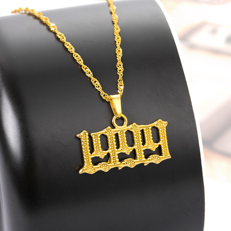 

1985-2020 Special Number Year Necklaces For Women Men Date Of Birth SpecialJewelry Stainless Steel Couple Necklace Collier Femme