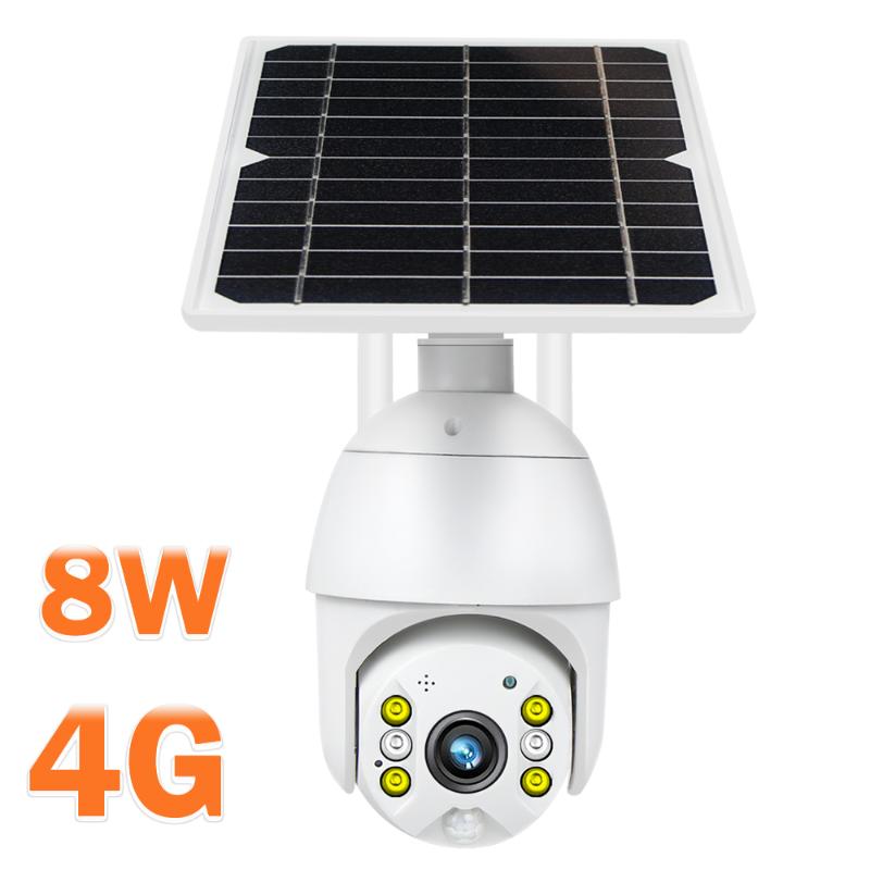 

8W Solar Panel 4G Camera 1080P PTZ Wifi Outdoor Wireless Security Camera Rechargeable Battery 3G SIM Card Mini Dome PIR Motion