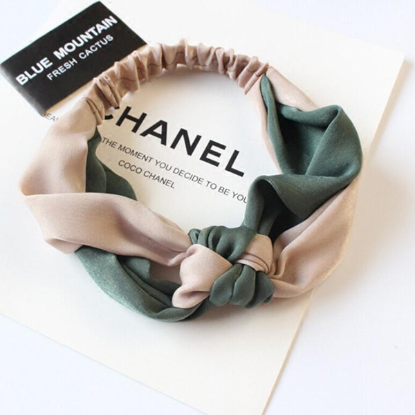

New Two Color Splicing Headband Chinese Knot Wide Brim Cross Headband European American Style Satin Knotted Headband