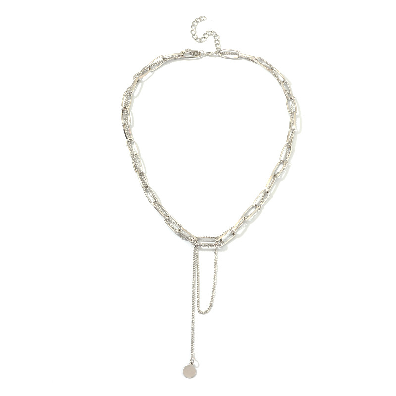 

Alloy Oval Buckle Wafer Pendant Necklace For Women Jewelry Collares Friends Chains Accessories Aesthetics Suspension XL10155