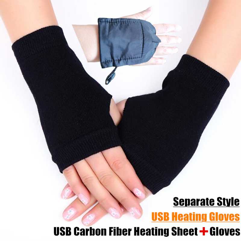 

Winter Warm Boy&Girl Students Homework Separate Style USB Heating Gloves,Women Office Hand Back Heated Knitted Fingerless Gloves