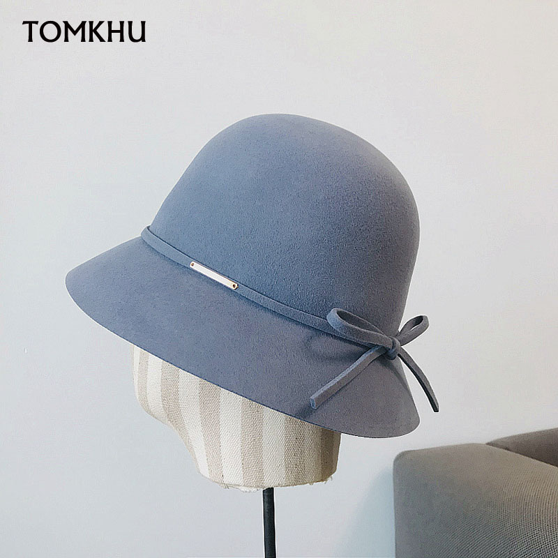 

TOMKHU 100% Australia Quality Wool Men's Fedora Hats Pork Pie Hats for Classic Wool Felt Hat 2021 New Autumn Winter, Black
