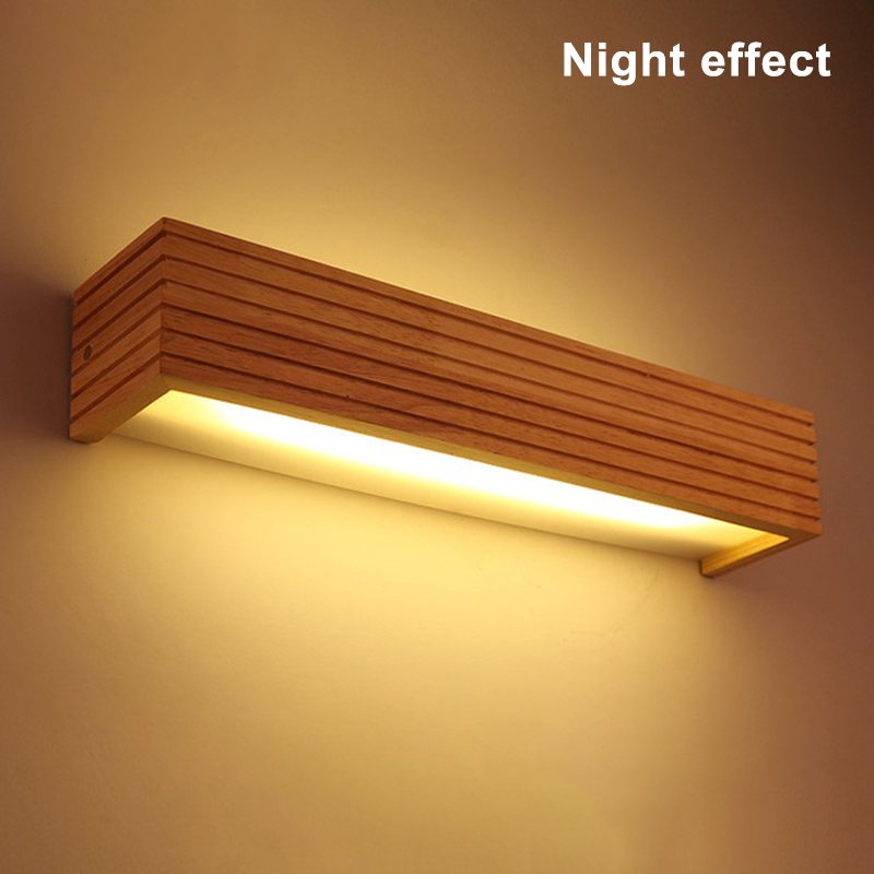 

Wooden LED Light Mirror Front Wall Lamp Vanity Light for Bathroom Bedroom Home ALI88