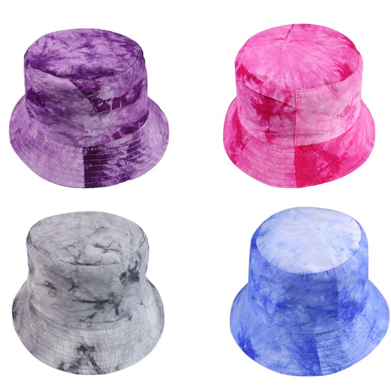 

Unisex Autumn Gradient Tie-Dye Cotton Bucket Hat Hip Hop Street Dance Wide Brim Sun Protection Packable Fisherman Cap, Black