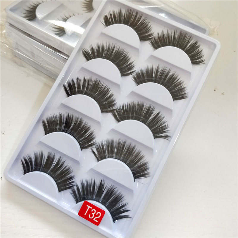 

5 Pairs Soft 3D Mink Eyelashes 5 Styles Natural Black Gorgeous 3D Long Cross False Eyelashes Eye Lashes Messy Style Handmade