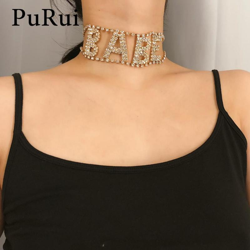 

Bling BABE Crystal Rhinestone Choker Necklace Chain Gold Color Sexy Necklace for Women Luxury Punk Collar Jewelry
