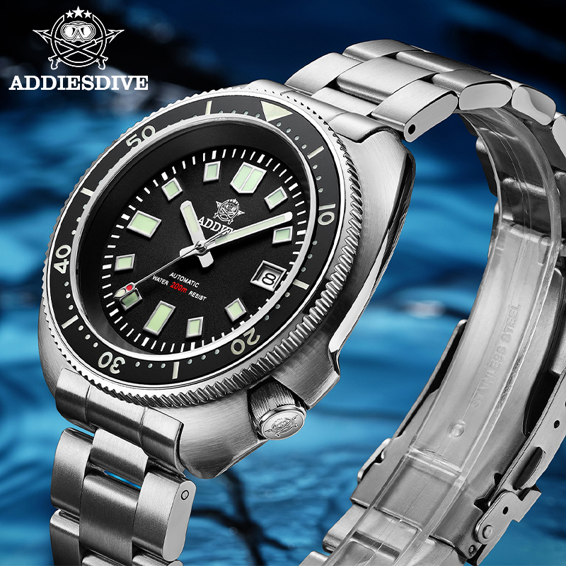 

1970 Abalone Dive Watch 200m Sapphire crystal calendar NH35 Automatic Mechanical Steel diving Men's watch, Steel no logo