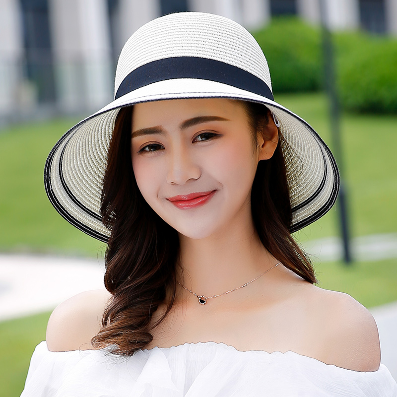 

Sun Cap Women Summer Beach Sunscreen Straw Visor Hat Female Sun Protection Leisure Hats Holiday Breathable Bowknot Caps H247, Khaki
