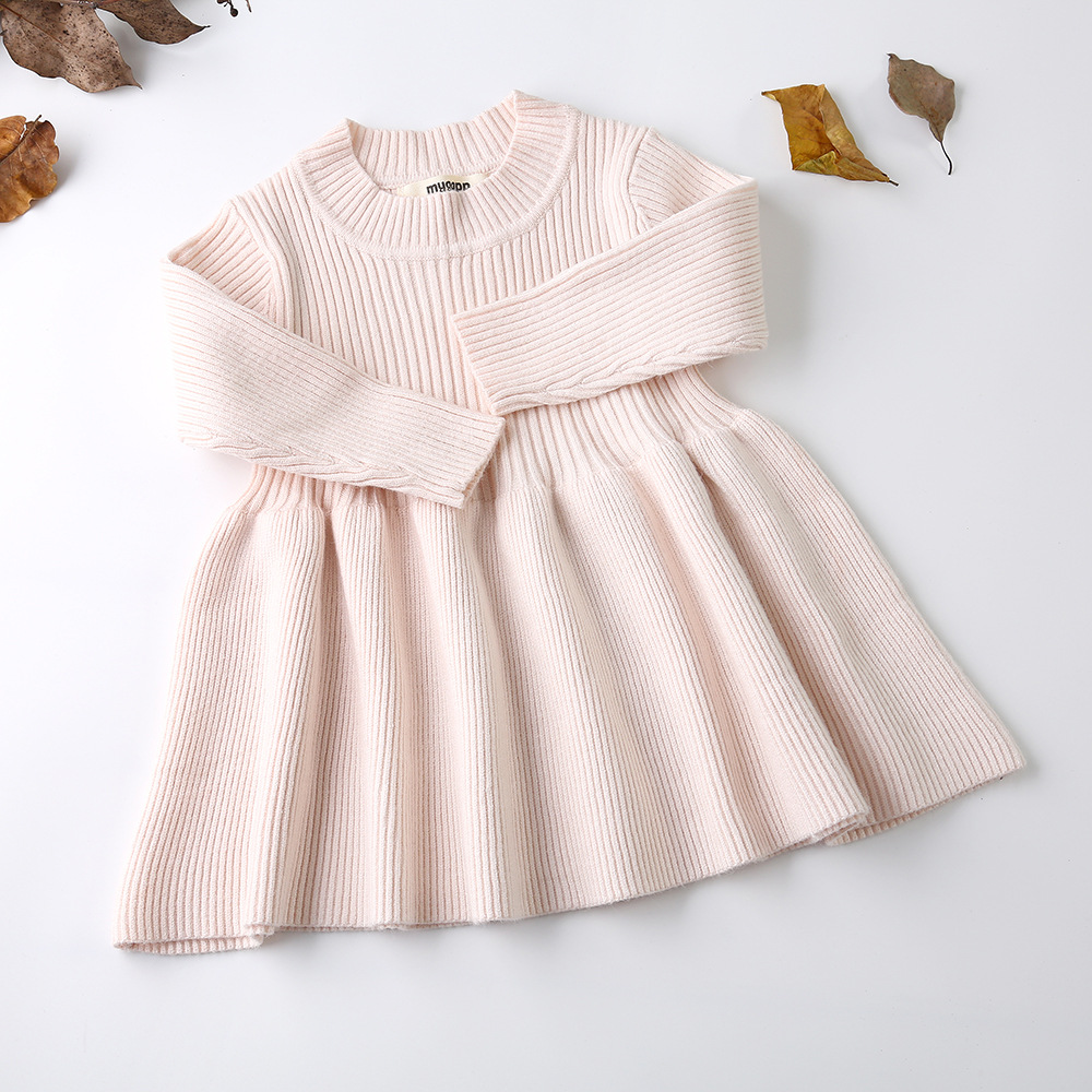 

Girls Knitted Dress 2020 autumn winter Clothes Lattice Kids Toddler baby dress for girl princess Cotton warm Christmas Dresses kg-24, As pictures12